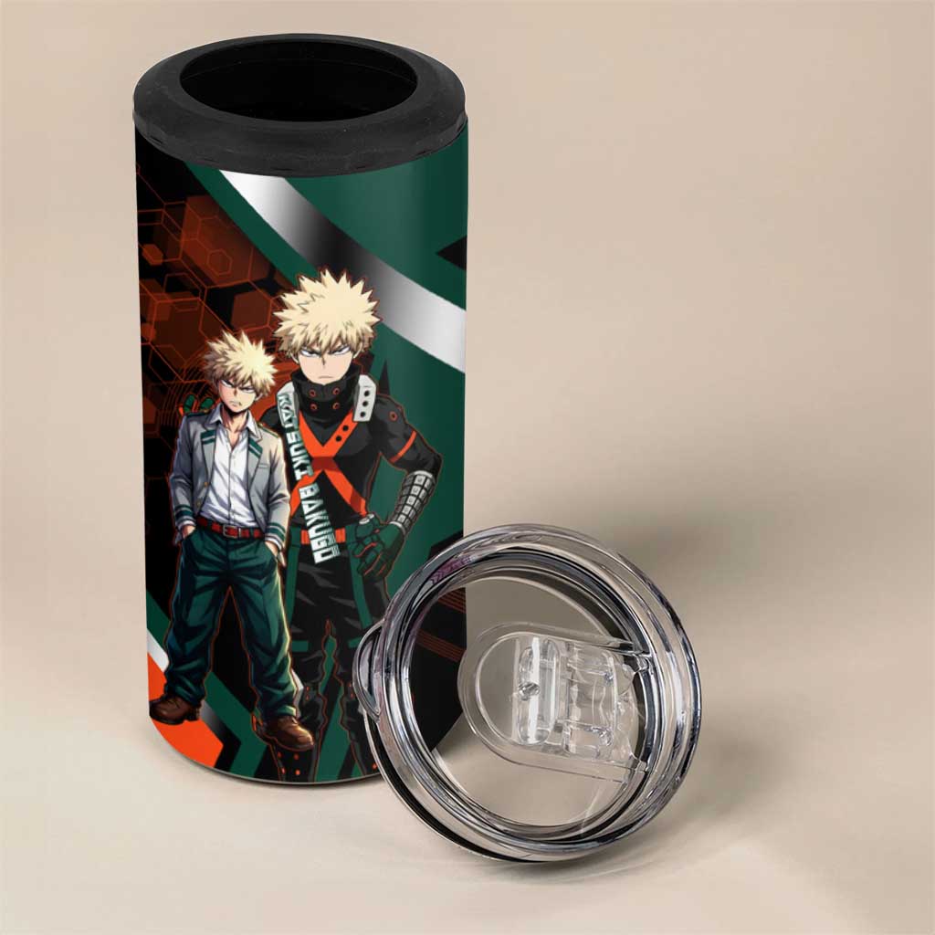 Katsuki Bakugo 4 in 1 Can Cooler Tumbler Explosive Anime Action Illustration with Fiery Combat Effects