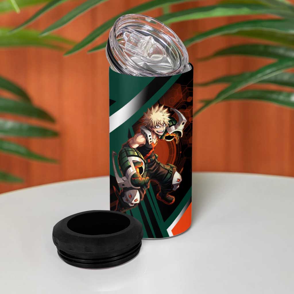 Katsuki Bakugo 4 in 1 Can Cooler Tumbler Explosive Anime Action Illustration with Fiery Combat Effects