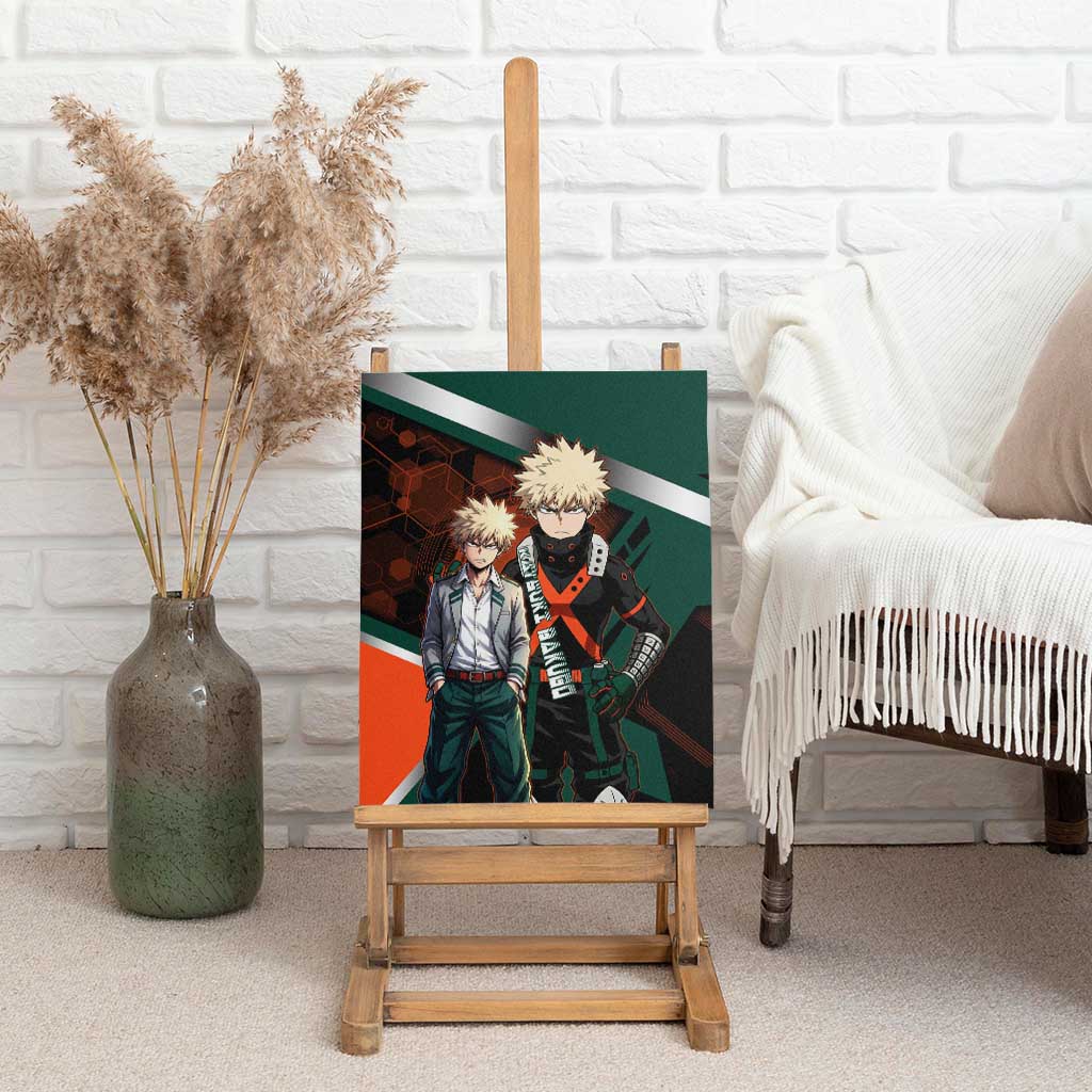 Katsuki Bakugo Canvas Wall Art Explosive Anime Action Illustration with Fiery Combat Effects