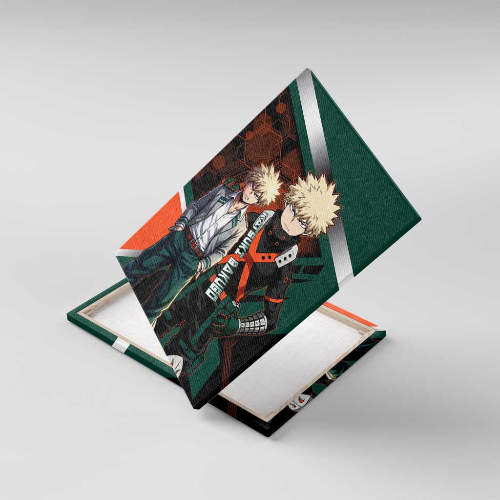 Katsuki Bakugo Canvas Wall Art Explosive Anime Action Illustration with Fiery Combat Effects