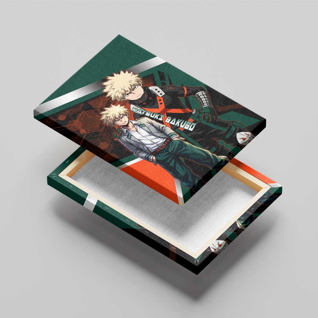 Katsuki Bakugo Canvas Wall Art Explosive Anime Action Illustration with Fiery Combat Effects
