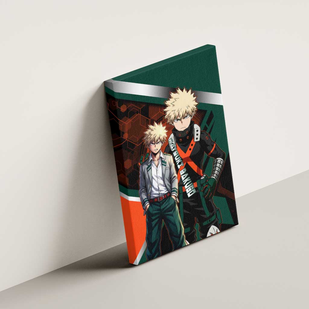 Katsuki Bakugo Canvas Wall Art Explosive Anime Action Illustration with Fiery Combat Effects