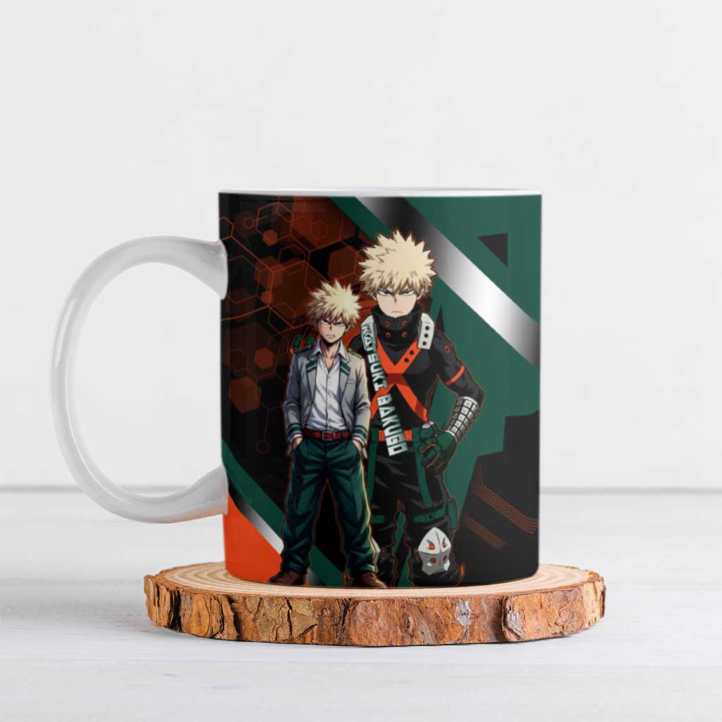 Katsuki Bakugo Ceramic Mug Explosive Anime Action Illustration with Fiery Combat Effects