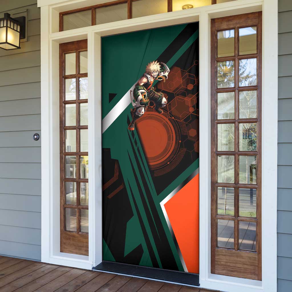 Katsuki Bakugo Door Cover Explosive Anime Action Illustration with Fiery Combat Effects
