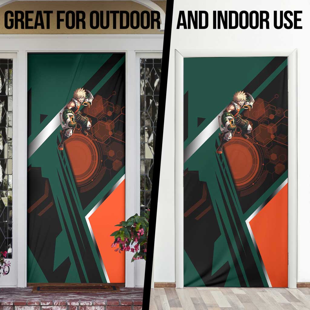 Katsuki Bakugo Door Cover Explosive Anime Action Illustration with Fiery Combat Effects
