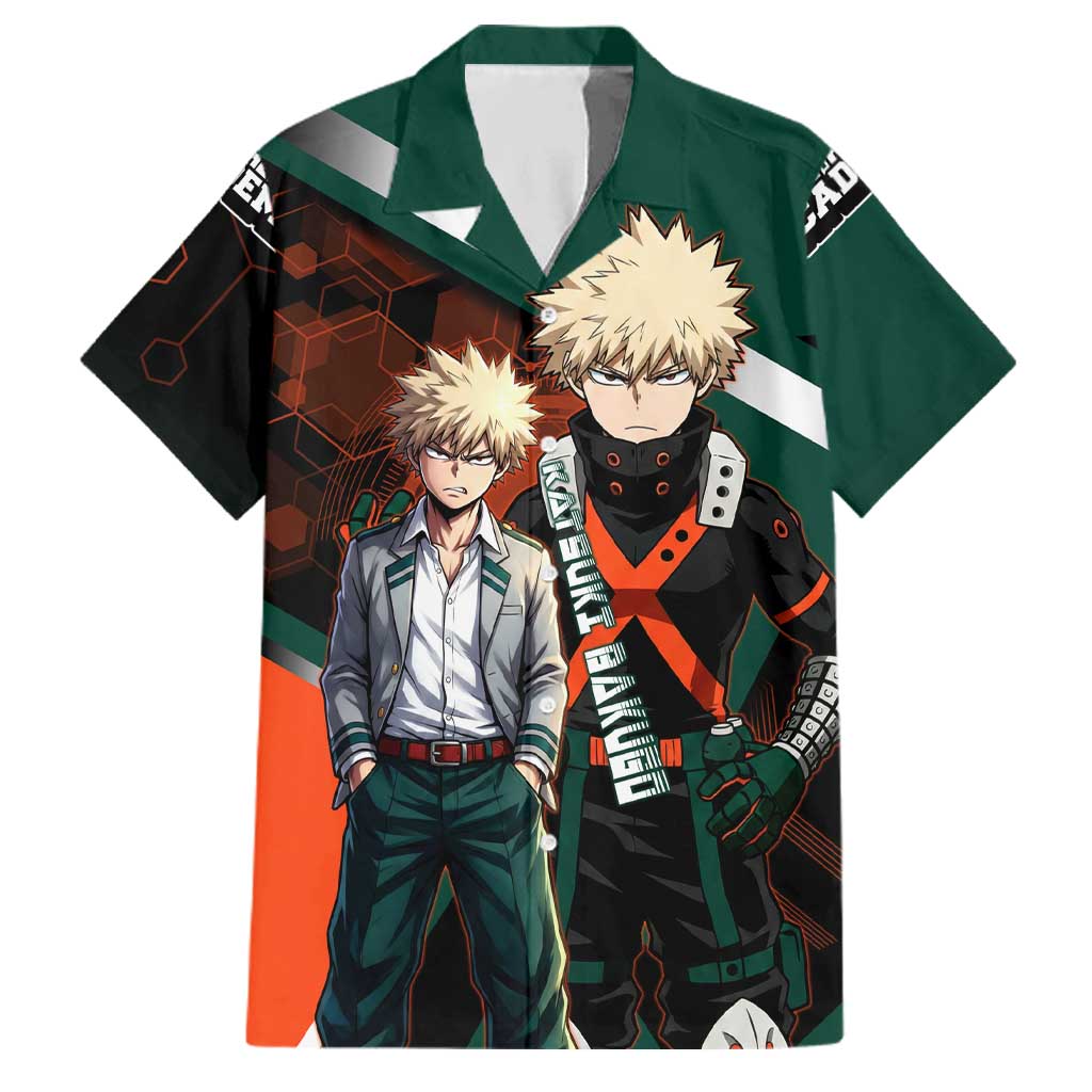 Katsuki Bakugo Family Matching Tank Maxi Dress and Hawaiian Shirt Explosive Anime Action Illustration with Fiery Combat Effects