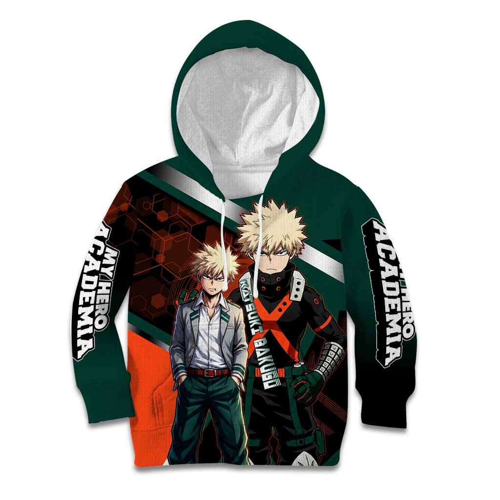 Katsuki Bakugo Kid Hoodie Explosive Anime Action Illustration with Fiery Combat Effects