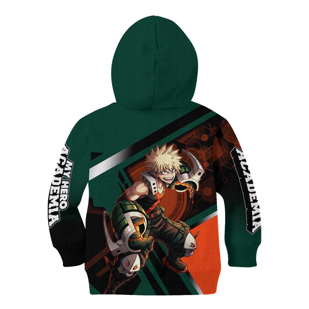 Katsuki Bakugo Kid Hoodie Explosive Anime Action Illustration with Fiery Combat Effects