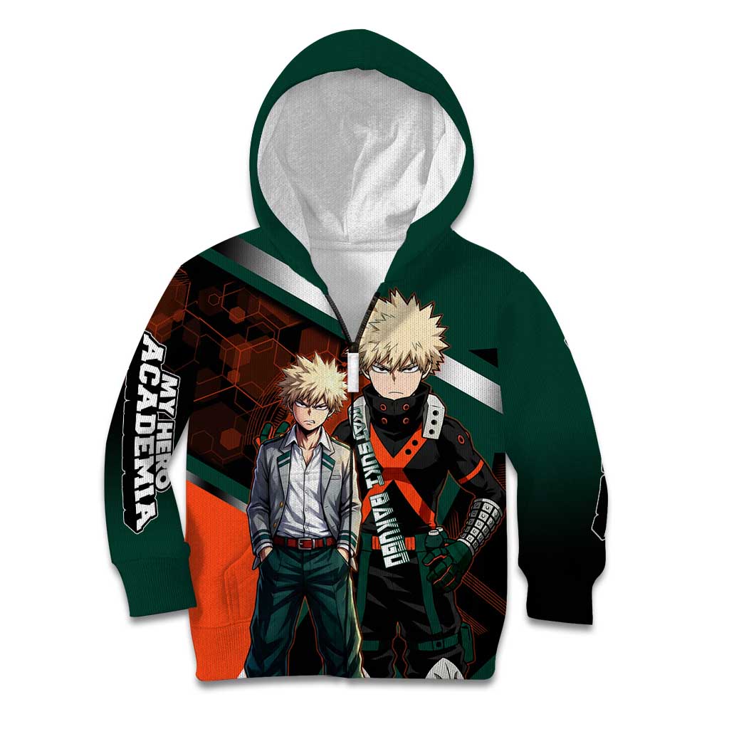 Katsuki Bakugo Kid Hoodie Explosive Anime Action Illustration with Fiery Combat Effects