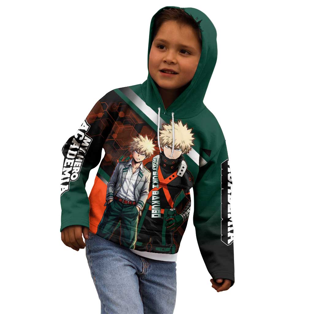 Katsuki Bakugo Kid Hoodie Explosive Anime Action Illustration with Fiery Combat Effects