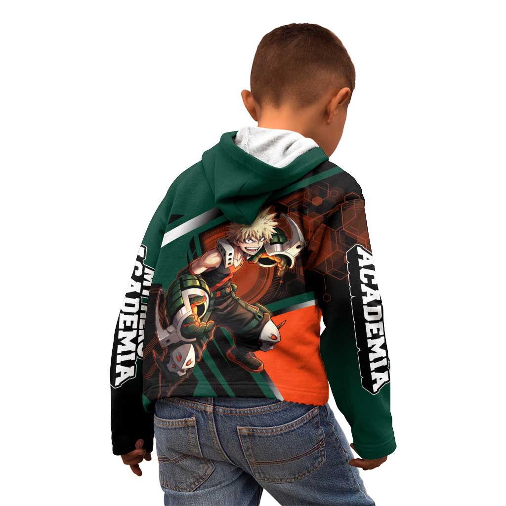 Katsuki Bakugo Kid Hoodie Explosive Anime Action Illustration with Fiery Combat Effects