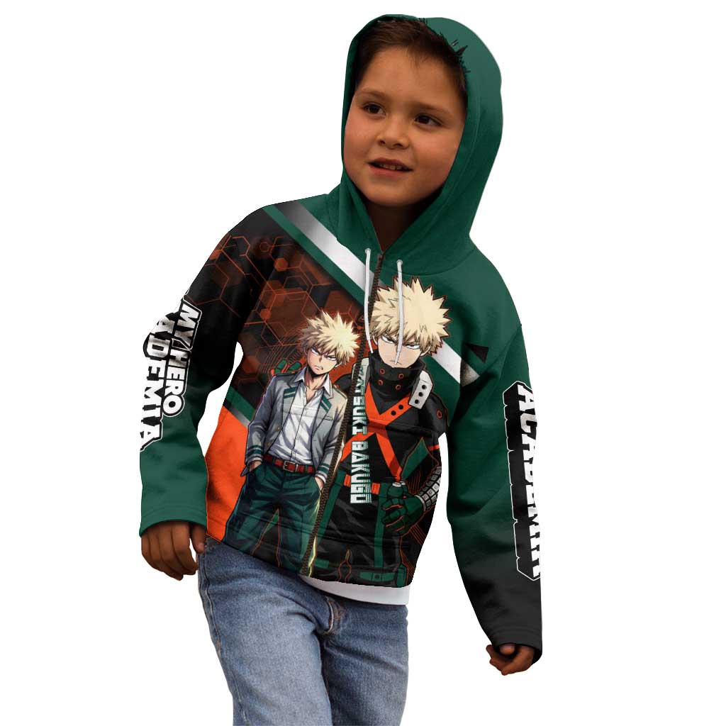 Katsuki Bakugo Kid Hoodie Explosive Anime Action Illustration with Fiery Combat Effects