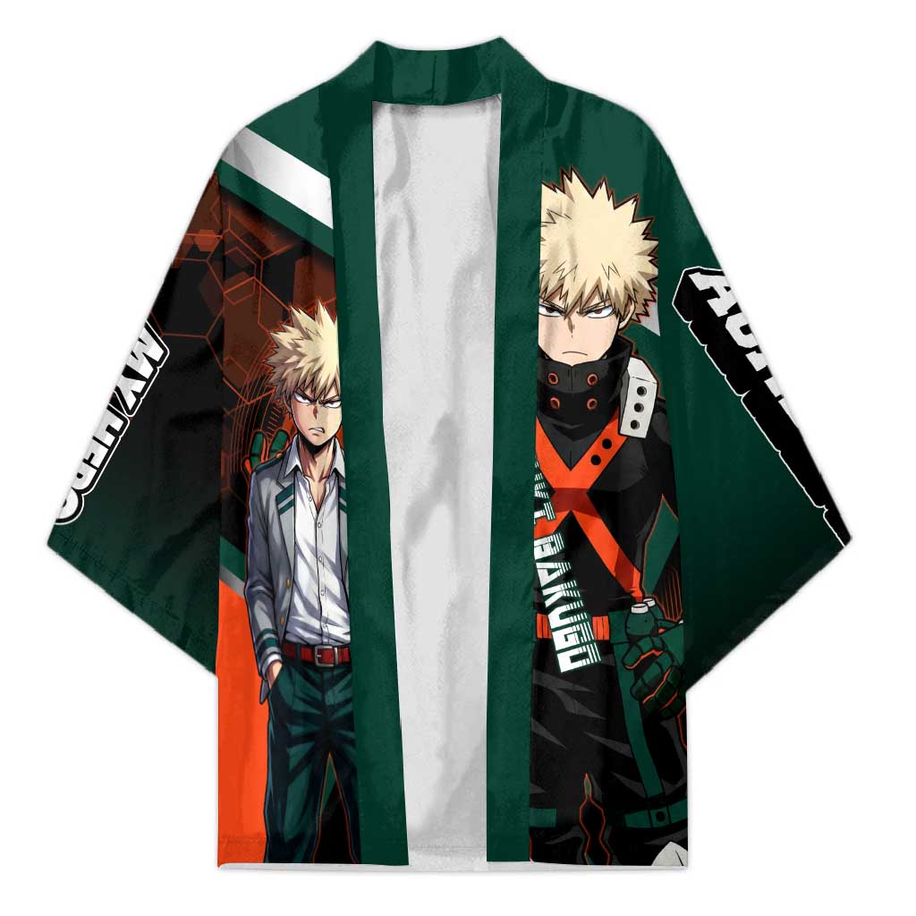 Katsuki Bakugo Kimono Explosive Anime Action Illustration with Fiery Combat Effects