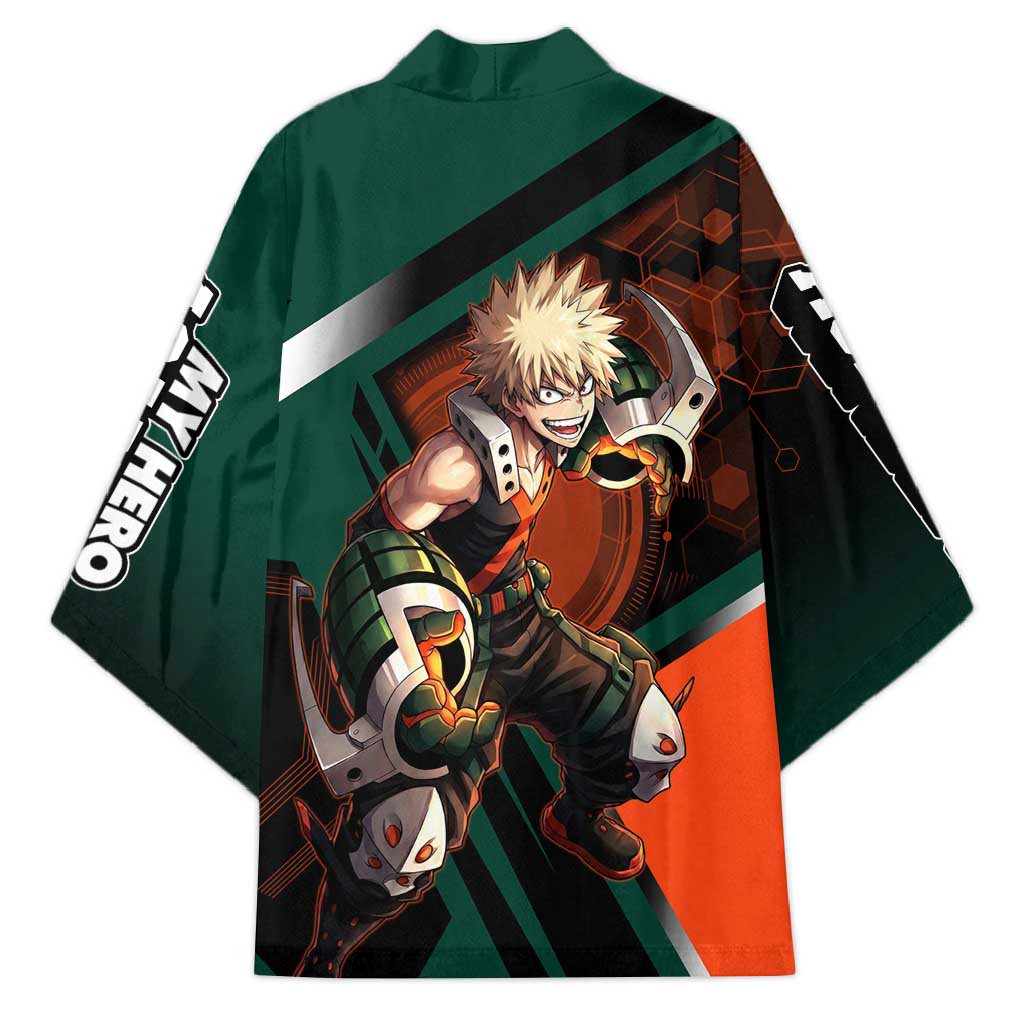 Katsuki Bakugo Kimono Explosive Anime Action Illustration with Fiery Combat Effects