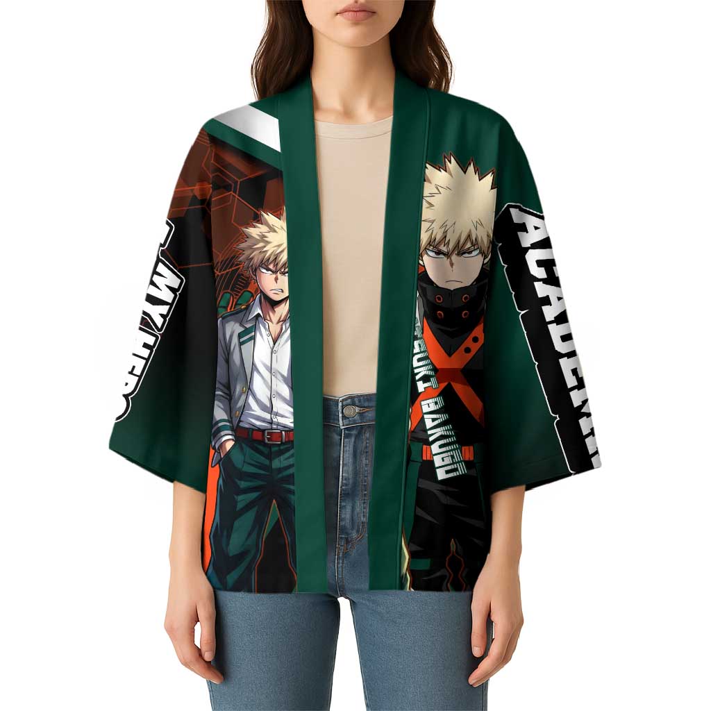 Katsuki Bakugo Kimono Explosive Anime Action Illustration with Fiery Combat Effects