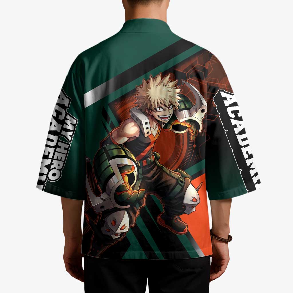 Katsuki Bakugo Kimono Explosive Anime Action Illustration with Fiery Combat Effects