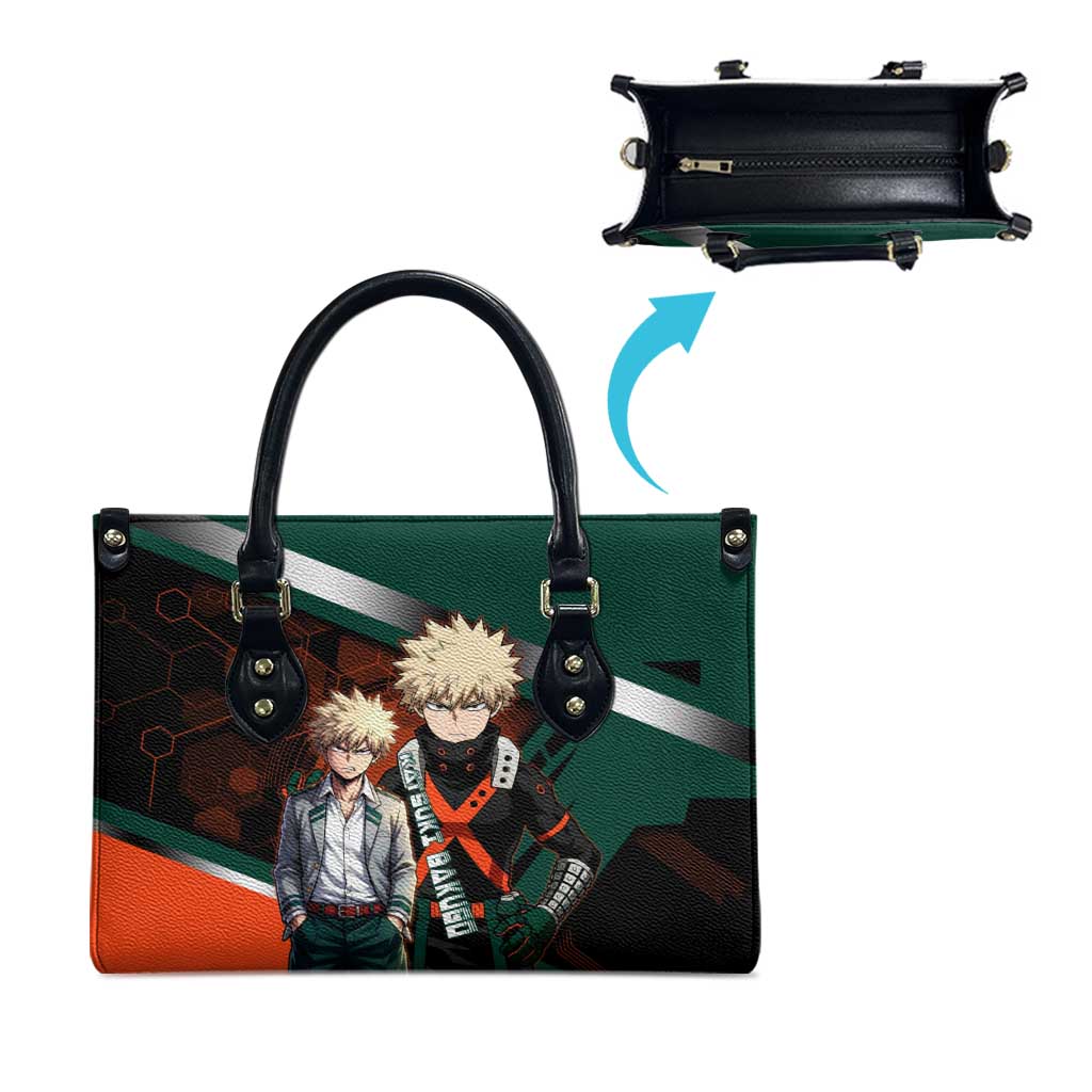 Katsuki Bakugo Leather Bag Explosive Anime Action Illustration with Fiery Combat Effects