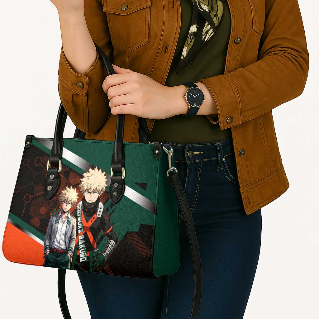Katsuki Bakugo Leather Bag Explosive Anime Action Illustration with Fiery Combat Effects
