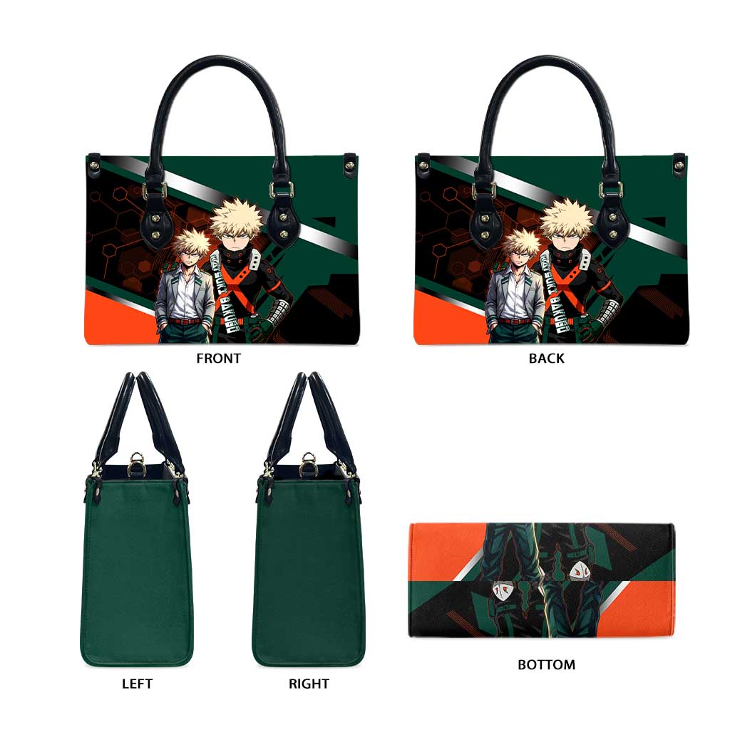 Katsuki Bakugo Leather Bag Explosive Anime Action Illustration with Fiery Combat Effects
