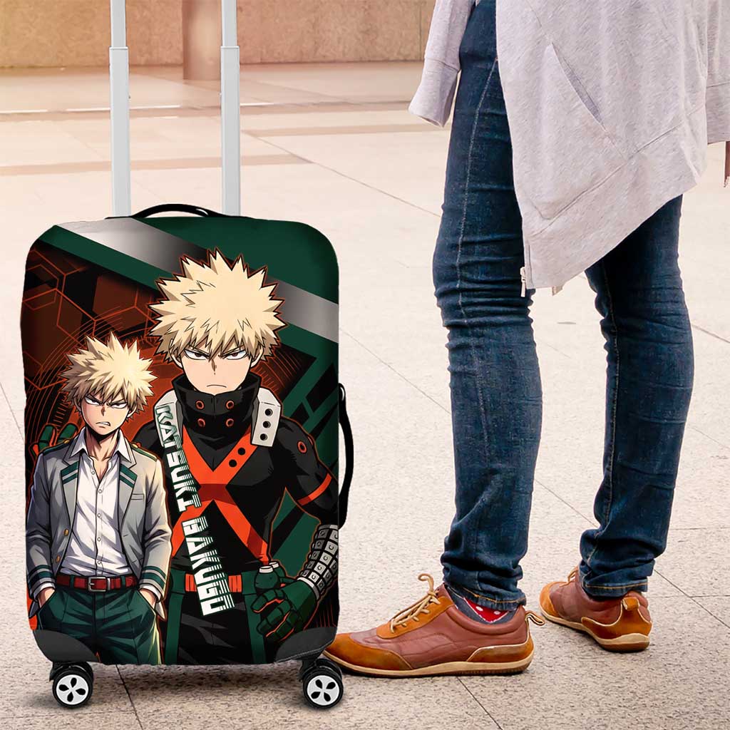 Katsuki Bakugo Luggage Cover Explosive Anime Action Illustration with Fiery Combat Effects