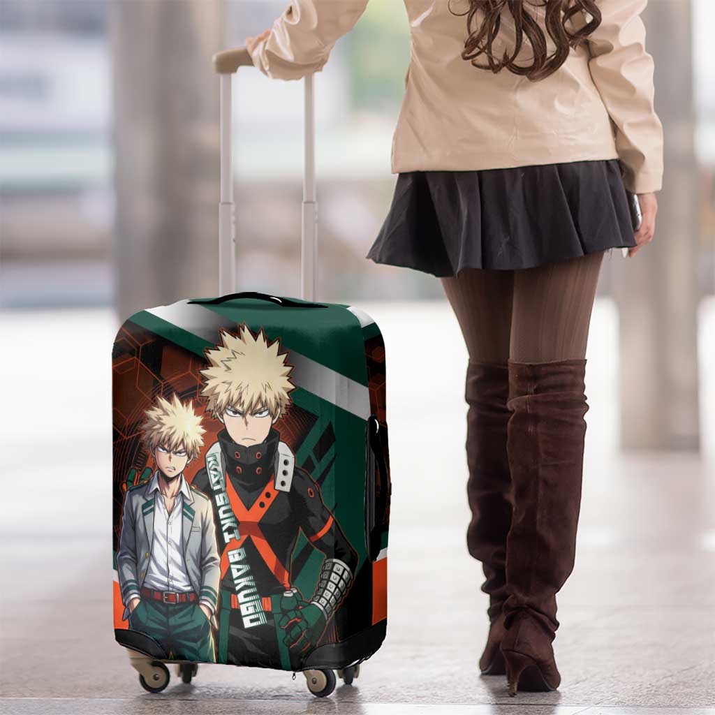 Katsuki Bakugo Luggage Cover Explosive Anime Action Illustration with Fiery Combat Effects