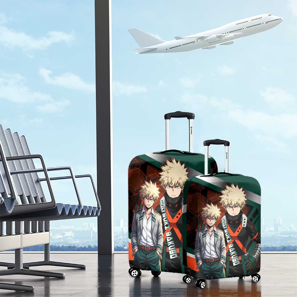 Katsuki Bakugo Luggage Cover Explosive Anime Action Illustration with Fiery Combat Effects