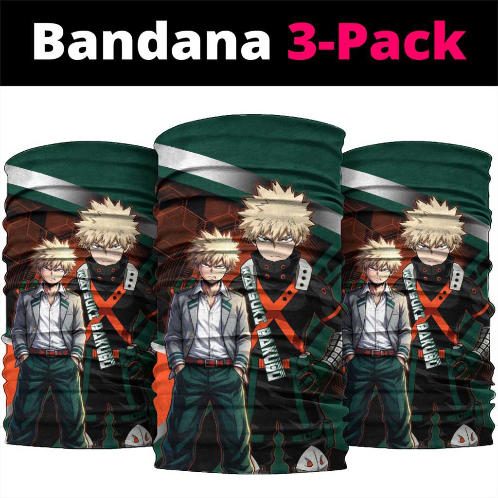 Katsuki Bakugo Neck Gaiter Explosive Anime Action Illustration with Fiery Combat Effects