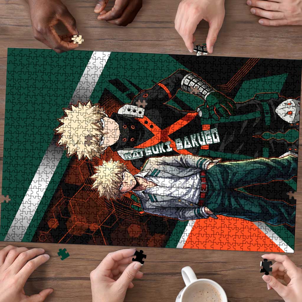 Katsuki Bakugo Puzzle Explosive Anime Action Illustration with Fiery Combat Effects