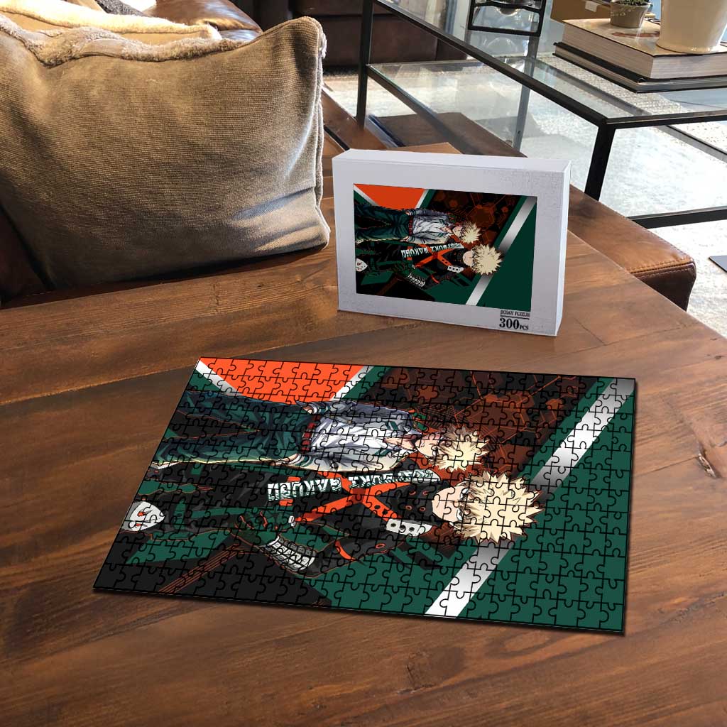 Katsuki Bakugo Puzzle Explosive Anime Action Illustration with Fiery Combat Effects