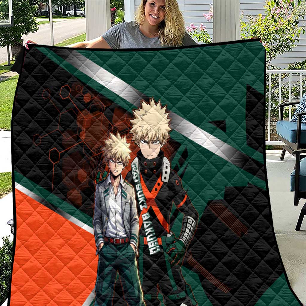 Katsuki Bakugo Quilt Explosive Anime Action Illustration with Fiery Combat Effects