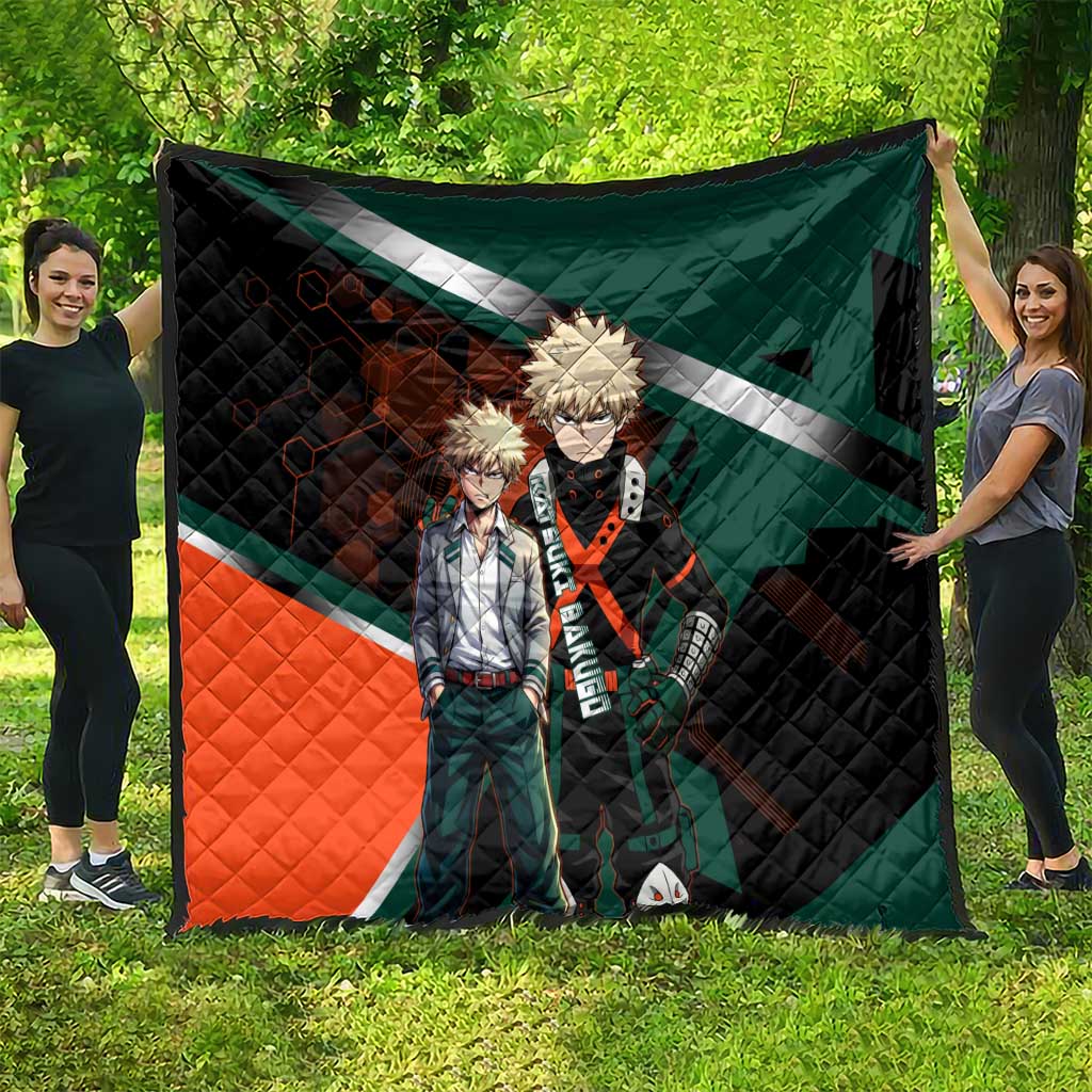 Katsuki Bakugo Quilt Explosive Anime Action Illustration with Fiery Combat Effects