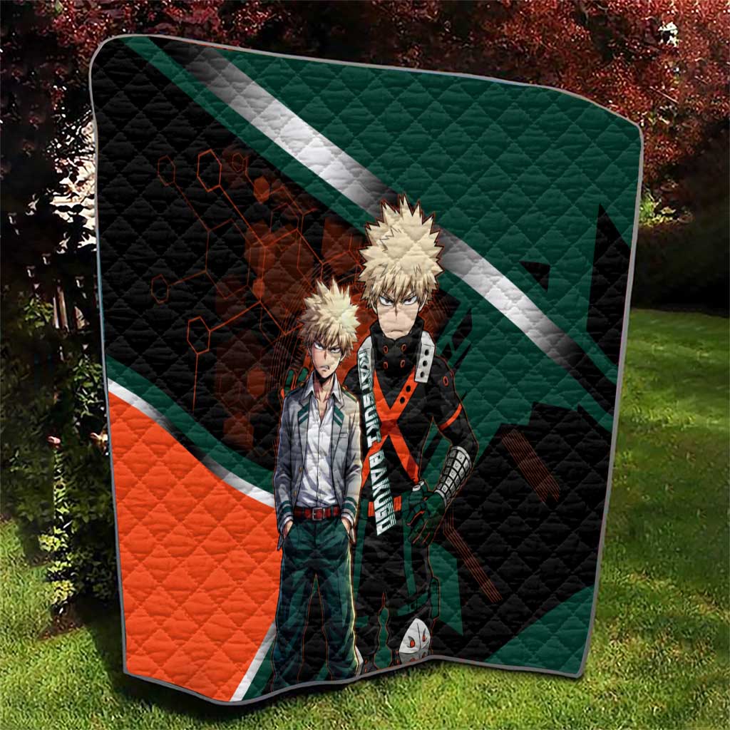 Katsuki Bakugo Quilt Explosive Anime Action Illustration with Fiery Combat Effects