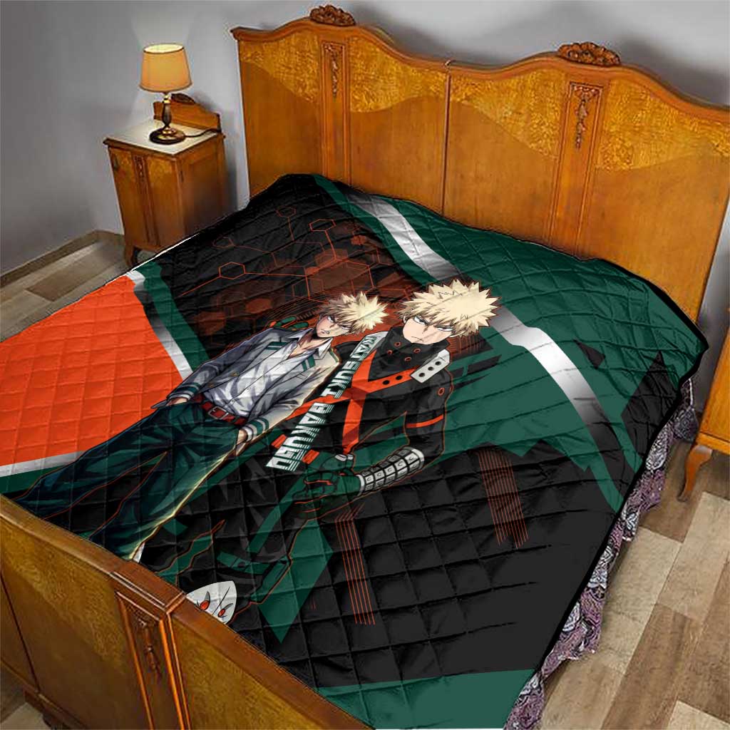 Katsuki Bakugo Quilt Explosive Anime Action Illustration with Fiery Combat Effects