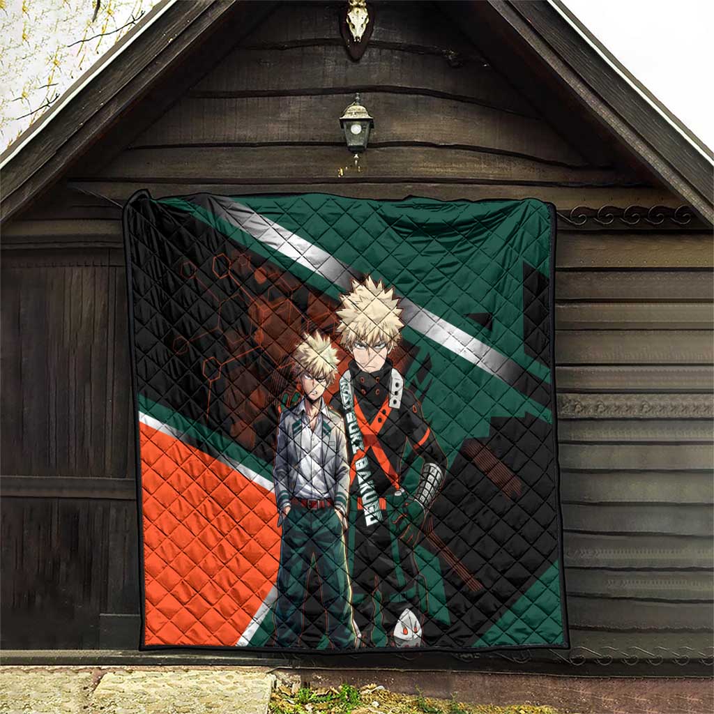 Katsuki Bakugo Quilt Explosive Anime Action Illustration with Fiery Combat Effects