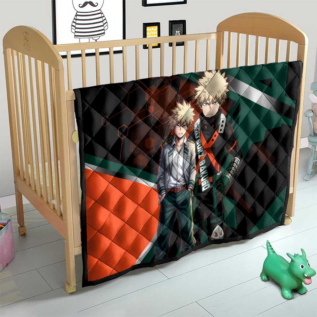 Katsuki Bakugo Quilt Explosive Anime Action Illustration with Fiery Combat Effects