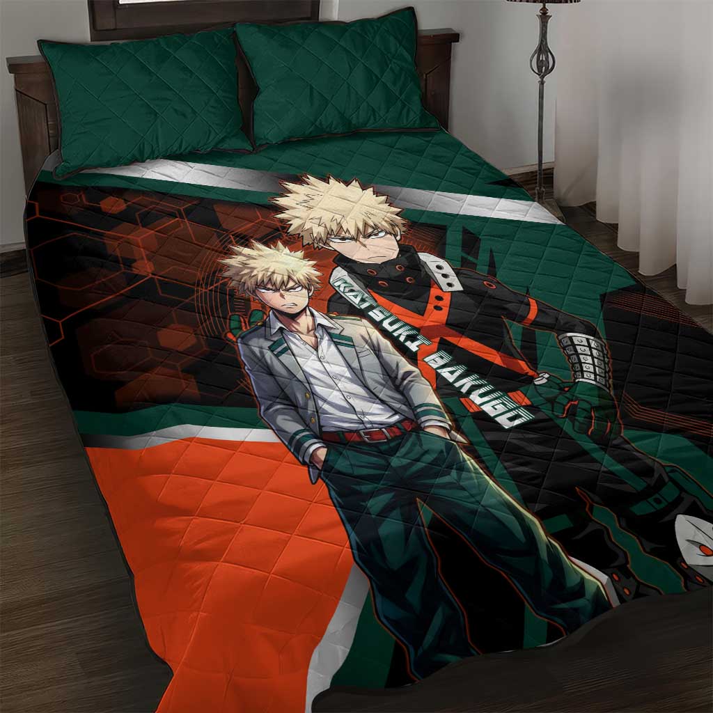 Katsuki Bakugo Quilt Bed Set Explosive Anime Action Illustration with Fiery Combat Effects