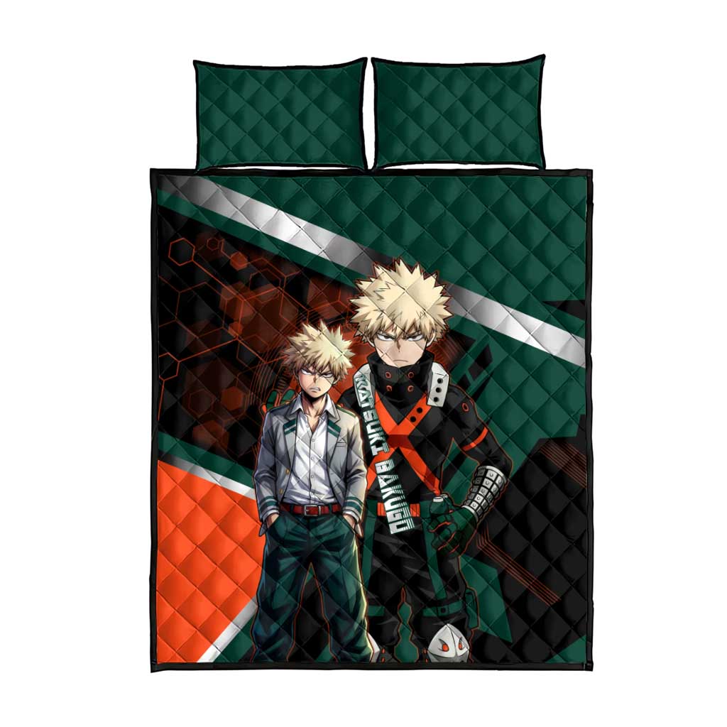 Katsuki Bakugo Quilt Bed Set Explosive Anime Action Illustration with Fiery Combat Effects