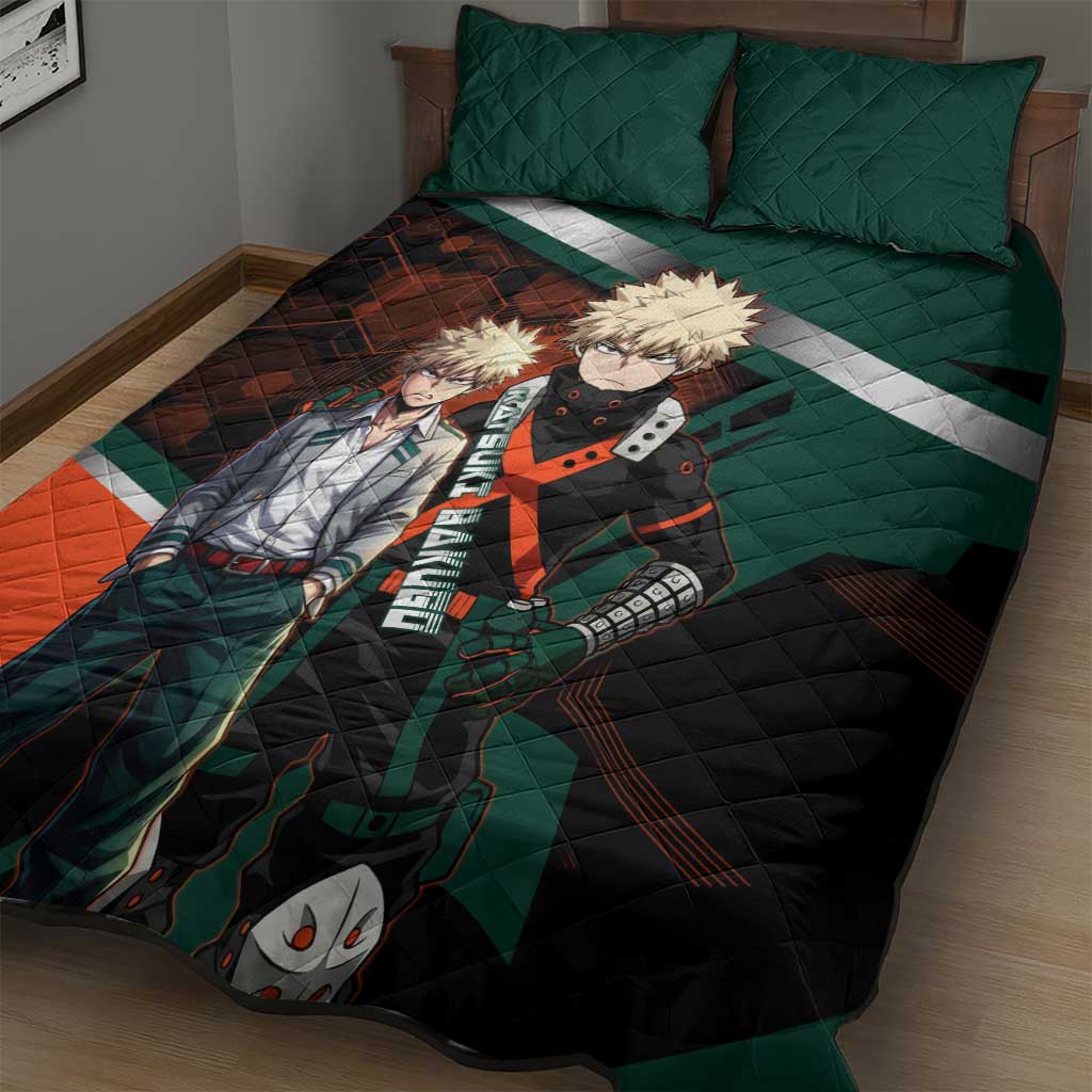 Katsuki Bakugo Quilt Bed Set Explosive Anime Action Illustration with Fiery Combat Effects