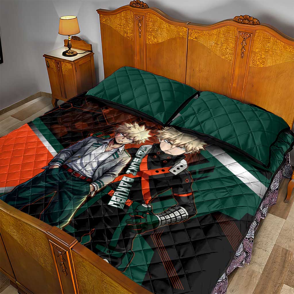 Katsuki Bakugo Quilt Bed Set Explosive Anime Action Illustration with Fiery Combat Effects