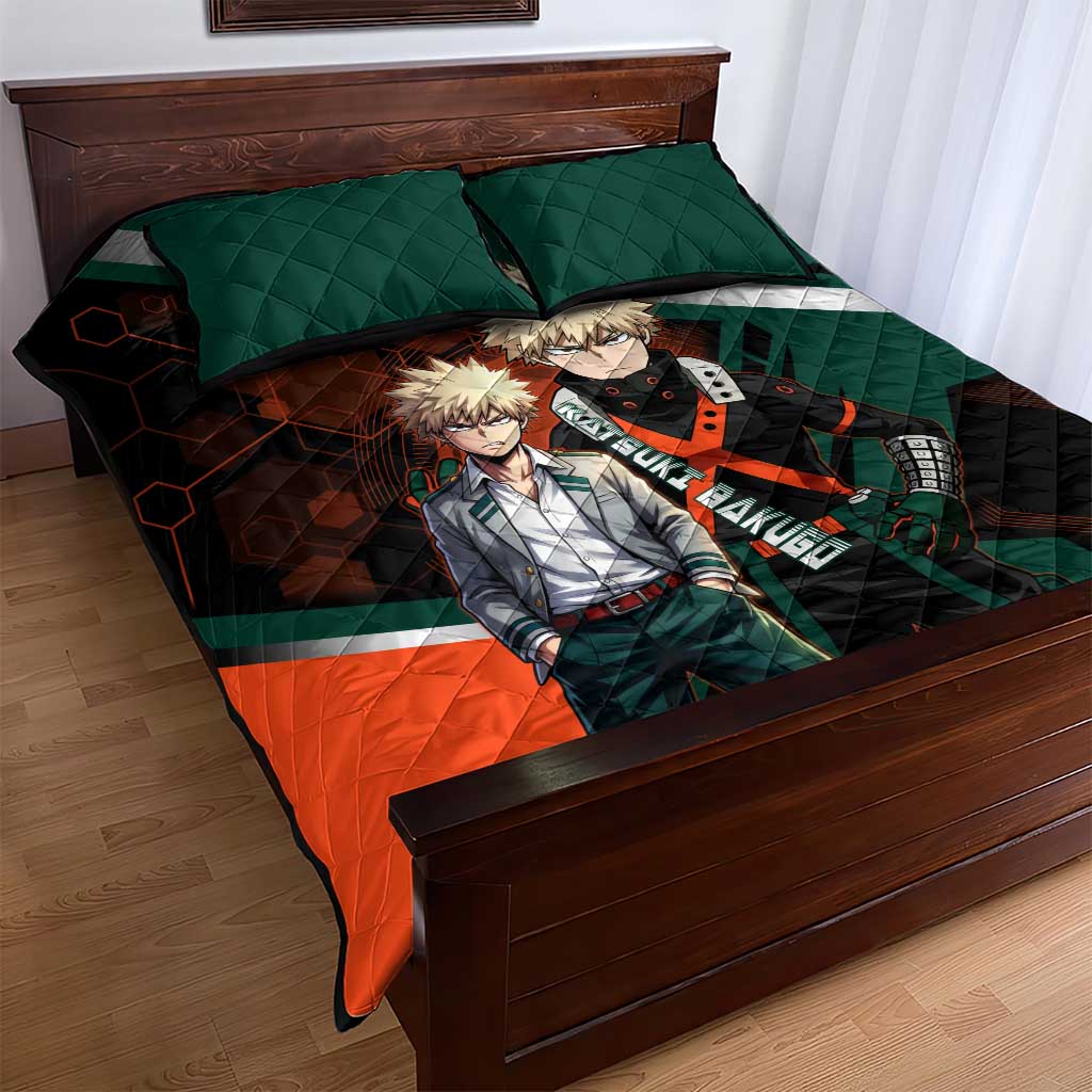Katsuki Bakugo Quilt Bed Set Explosive Anime Action Illustration with Fiery Combat Effects
