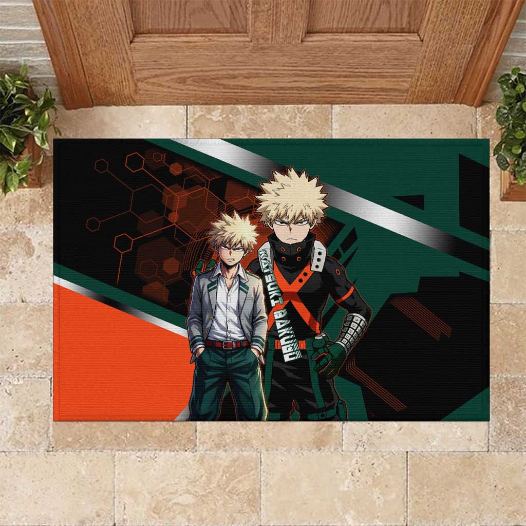 Katsuki Bakugo Rubber Doormat Explosive Anime Action Illustration with Fiery Combat Effects