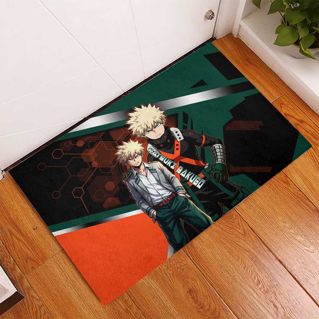Katsuki Bakugo Rubber Doormat Explosive Anime Action Illustration with Fiery Combat Effects