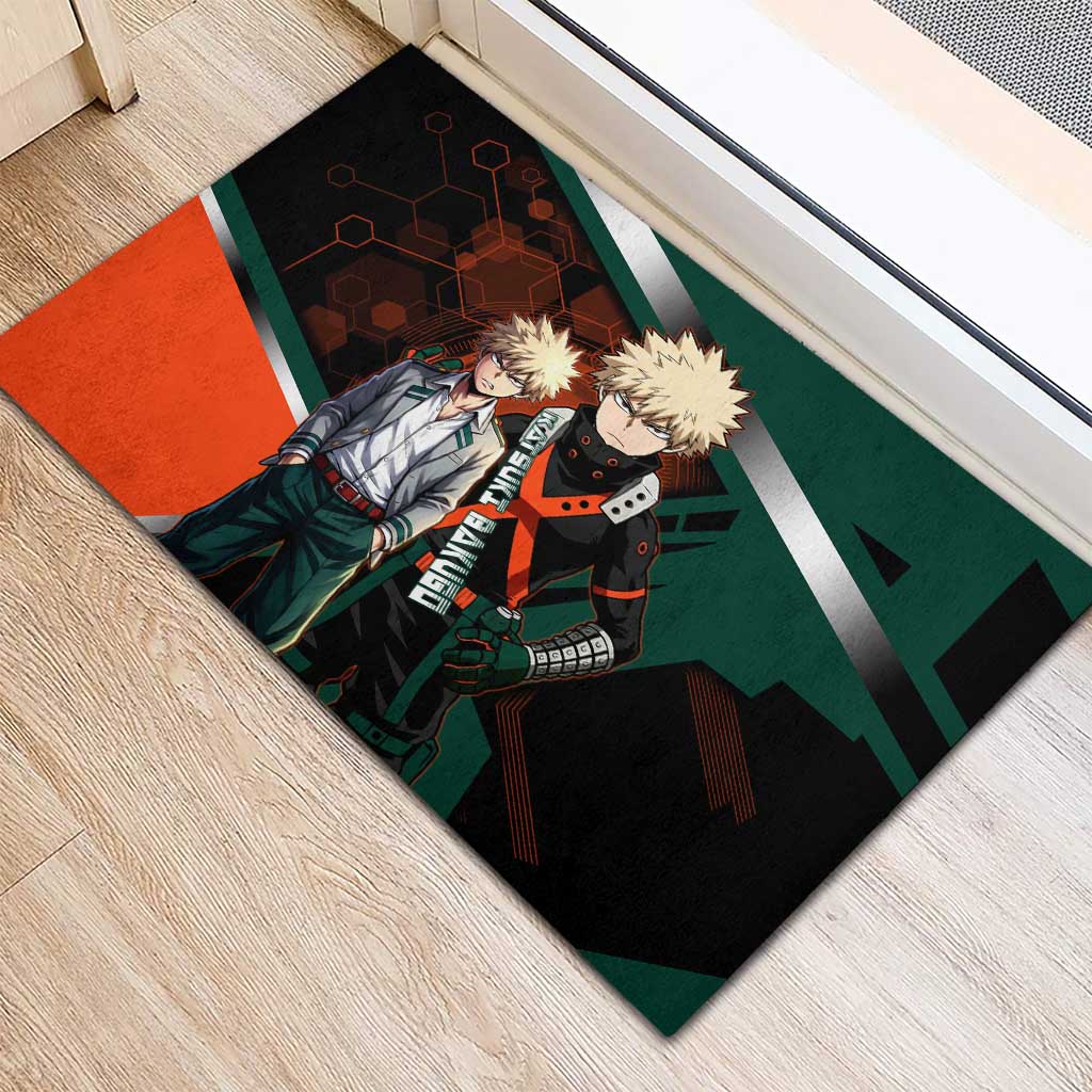 Katsuki Bakugo Rubber Doormat Explosive Anime Action Illustration with Fiery Combat Effects