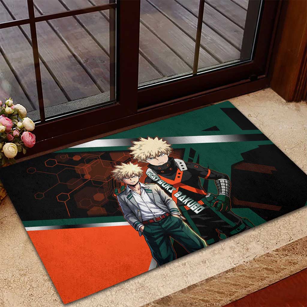 Katsuki Bakugo Rubber Doormat Explosive Anime Action Illustration with Fiery Combat Effects