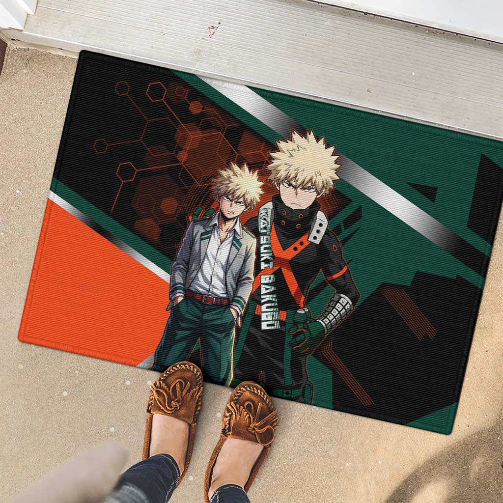 Katsuki Bakugo Rubber Doormat Explosive Anime Action Illustration with Fiery Combat Effects