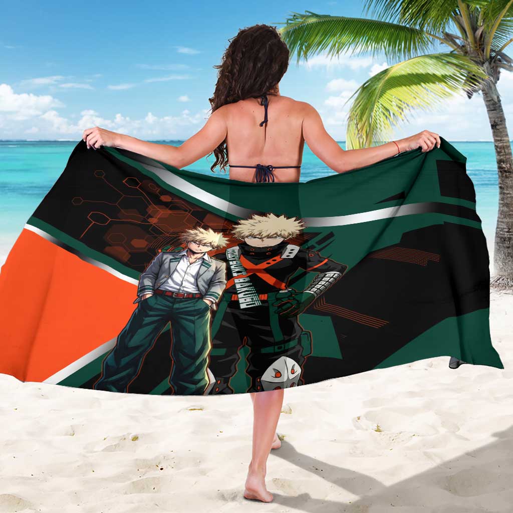 Katsuki Bakugo Sarong Explosive Anime Action Illustration with Fiery Combat Effects