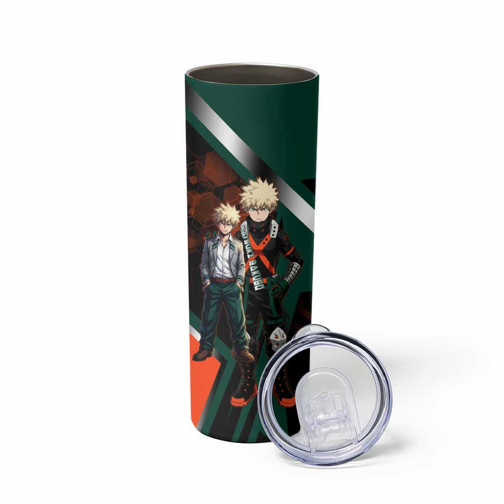 Katsuki Bakugo Skinny Tumbler Explosive Anime Action Illustration with Fiery Combat Effects