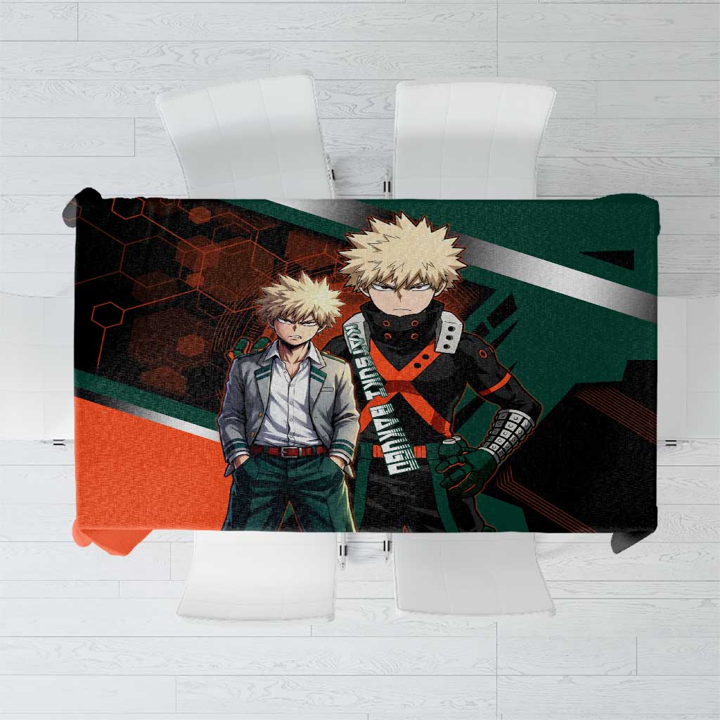 Katsuki Bakugo Tablecloth Explosive Anime Action Illustration with Fiery Combat Effects