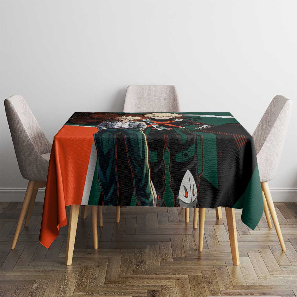 Katsuki Bakugo Tablecloth Explosive Anime Action Illustration with Fiery Combat Effects
