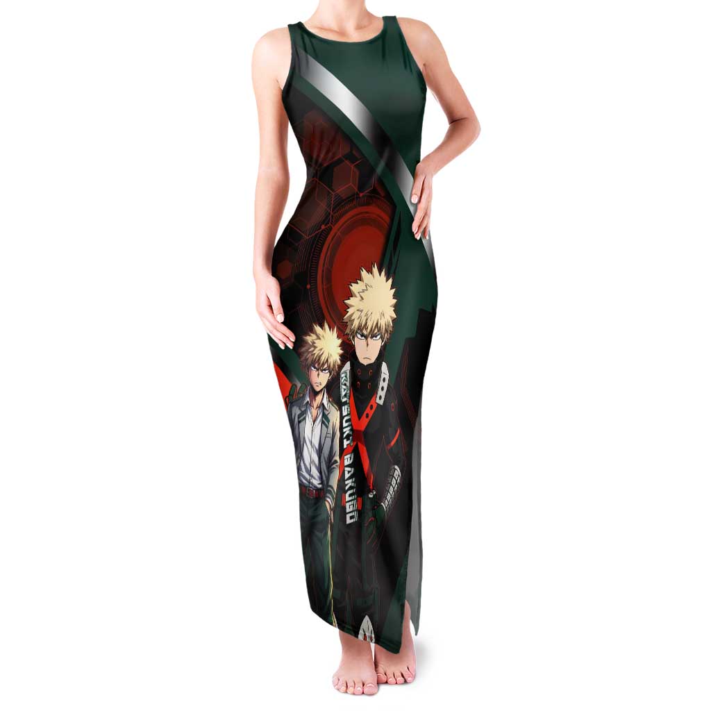 Katsuki Bakugo Tank Maxi Dress Explosive Anime Action Illustration with Fiery Combat Effects